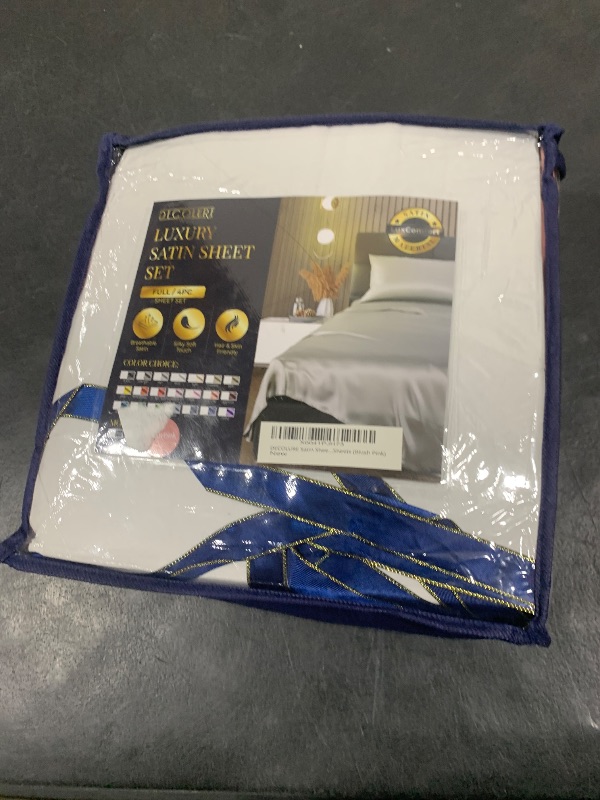 Photo 1 of DECOLURE Satin Bed Sheets - 4 Piece Luxury Silky Full Size Bedding Set - Softer Than Silk, Wrinkle-Free with 15” Deep Pocket Fitted Sheet, Perfect for Hair & Skin, Gifts for Women (Blush Pink)
