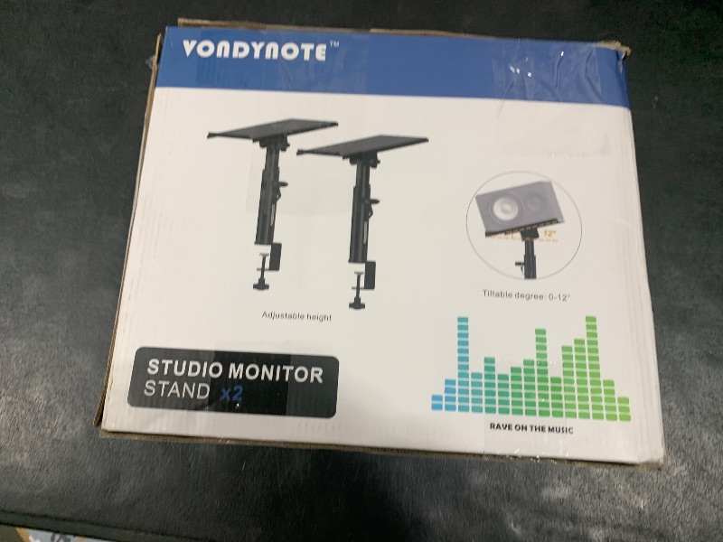 Photo 1 of Vondynote Studio Monitor Stands Pair Heavy Duty Desk Clamp Speaker Stands with Adjustable Tilt Angle Tray of 0-12 °