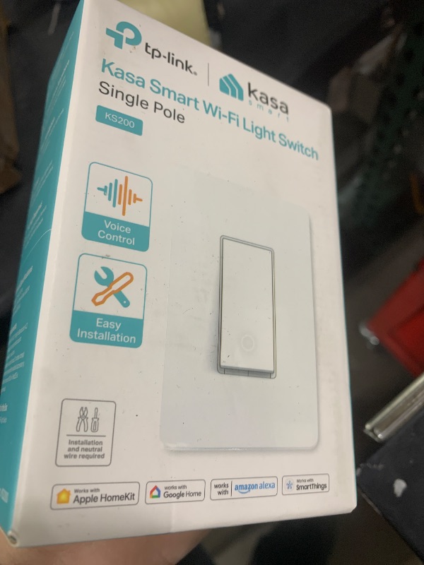 Photo 1 of Kasa Apple HomeKit Smart Light Switch KS200, Single Pole, Neutral Wire Required, 2.4GHz Wi-Fi Light Switch Works with Siri, Alexa and Google Home, UL Certified, No Hub Required, White