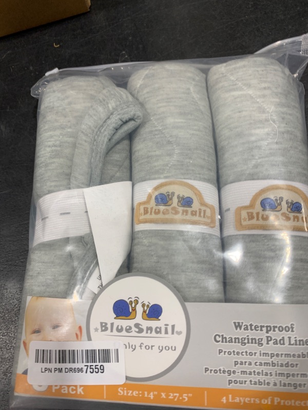 Photo 1 of BlueSnail Waterproof and Portable Baby Changing pad Liners 3 Count (Light Gray 14” x 27”)
