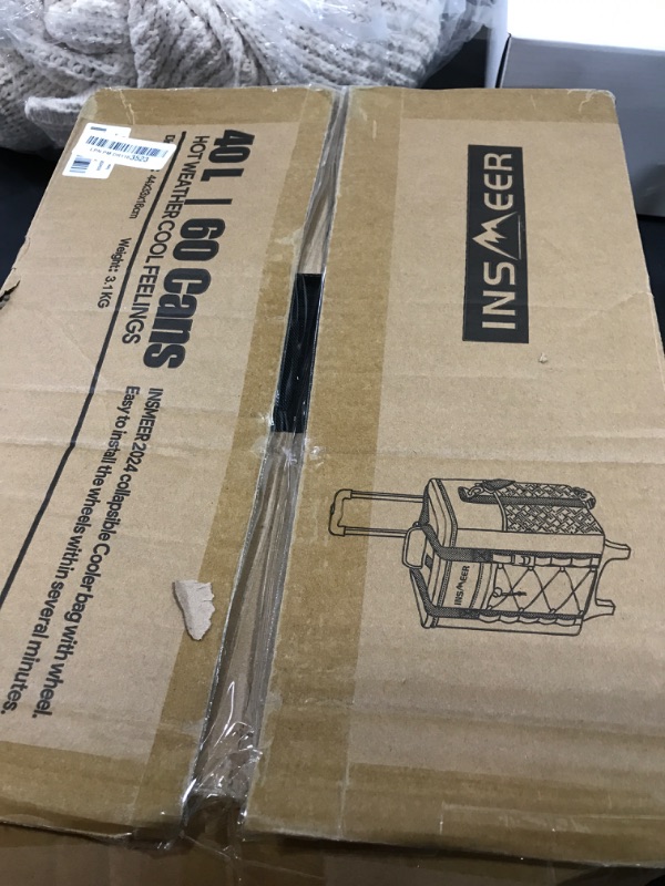 Photo 1 of INSMEER Cooler with Wheels - 40L/60Cans Soft Cooler Bag, Insulated, Collapsible, Leakproof - Ideal for Beach, Camping, Travel, Picnic, Grocery Shopping & More Outdoor Adventures