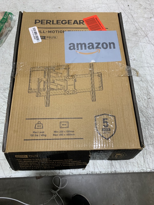 Photo 1 of Perlegear UL Listed Full Motion TV Wall Mount for 42-85 inch TVs up to 132 lbs, TV Mount with Dual Articulating Arms, Tool-Free Tilt, Swivel, Extension, Leveling, Max VESA 600x400mm, 16" Studs, PGLF8