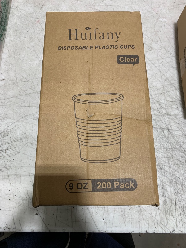 Photo 1 of Huifany 200 Pack 9 oz Plastic Cups, Clear Plastic Cups Disposable, Clear Cup Cold/Hot Drinking Cup for Party, Wedding, Graduation, Travel, Holiday, Events, Birthday
