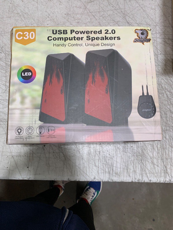 Photo 1 of SOULION C30 Bluetooth Computer Speakers, 2.0 PC Speakers for Desktop Monitor, Wired USB Powered & Pulsing & LED Flame Lights, 3.5 mm AUX Speakers for Laptop Gaming with Wired Handy Control