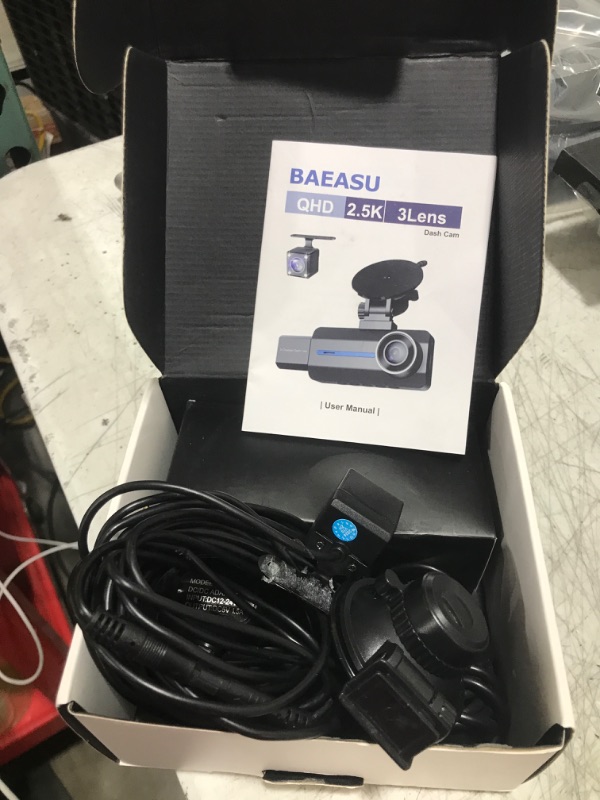 Photo 1 of Dash Cam Front and Rear, 2.5K+1440P Triple Car Camera with 32GB Card, 3 Channel Dash Camera for Cars, G-Sensor, 3.16” IPS Screen, 24Hr Parking, 170°Wide Angle, Loop Recording, IR Night Vision, Blue