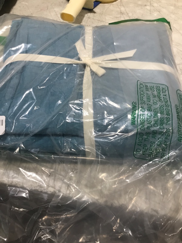 Photo 1 of BESTOUCH Duvet Cover Set 100% Washed Cotton Linen Feel Super Soft Comfortable Chic Lightweight 3 PCs Home Bedding Set Solid Dark Blue Queen