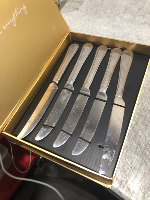 Photo 1 of CATHYLIN 20 pieces Stainless Steel Vintage Flatware Sets With White Hanld,Silverware Set For 4,Dishware Safe(20, White)