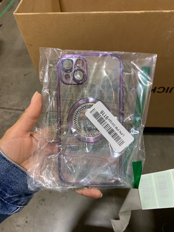 Photo 1 of Misscase for iPhone 14 Plus Magnetic Glitter Case Compatible with MagSafe,Full Protection Slim Shockproof Anti-Scratch Case with Camera Lens Protector Logo View Dust-Proof Net for Women Purple
