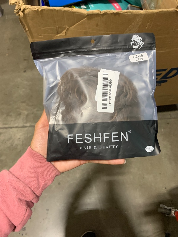 Photo 1 of FESHFEN Messy Bun Hair Piece - Large Wavy Curly Elastic Hair Bun Scrunchies Ponytail Extensions Synthetic Chignon Hairpieces for Women, Dark Brown & Light Auburn Mixed 1.94oz