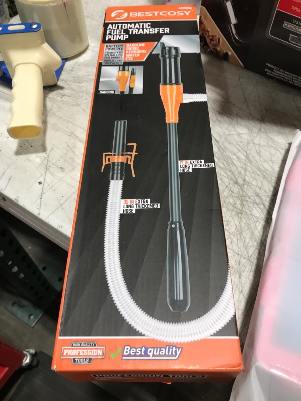 Photo 1 of BestCosy Portable Transfer Pump Battery Operated Electric Siphon Pump for Gas, Fuel, Diesel, Water Transfer 2.4 GPM Flow Oil Extractor -Easy to Use Hand Fuel Pump, Multi-Use Siphon Fuel Transfer Pump