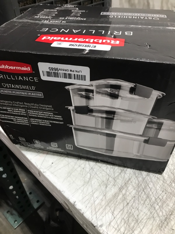 Photo 1 of Rubbermaid Brilliance Food Storage Containers, Set of 5 (10 Pieces Total), Clear