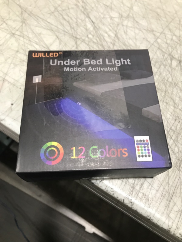 Photo 1 of WILLED RGB LED Strip Lights, Under Bed Light Motion Activated Sensor, RF Remote Control with Timer, Color Changing Strip Lighting for Bed, Stairs, Shelf, Desk, Cabinet and Party Decoration
