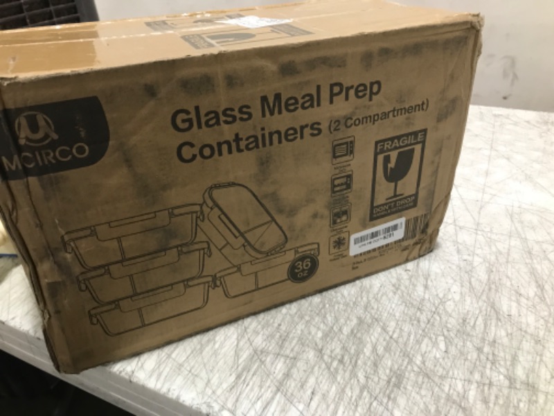 Photo 1 of M MCIRCO [5-Pack,36 Oz] Glass Meal Prep Containers 2 Compartments Portion Control with Upgraded Snap Locking Lids Glass Food Storage Containers, Microwave, Oven, Freezer and Dishwasher (4.5 Cups)