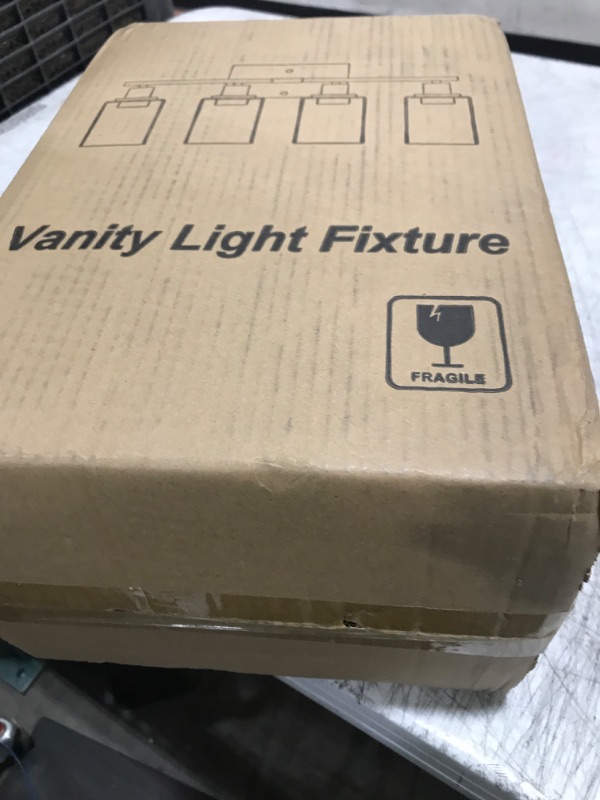 Photo 1 of Indoi 4 Light Bathroom Light Fixtures, Brass Vanity Lights for Bathroom with Clear Glass Shades, Modern Bathroom Wall Sconces for Mirror Living Room Cabinet