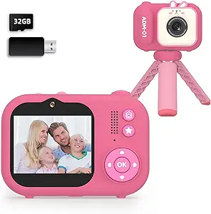 Photo 1 of Kids Camera, Christmas Birthday Gifts for Boys and Girls Age 3-8,Video Cameras for Kids 8-12,Childrens Digital Camera for vlogging Portable Kids Selfie Camera with 32GB SD Card PINK