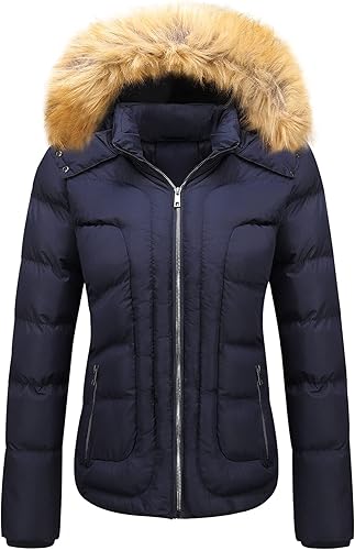 Photo 1 of 2XL Szory Women's Winter Thicken Coats Warm Short Puffer Jackets with Removable Fur Hood
