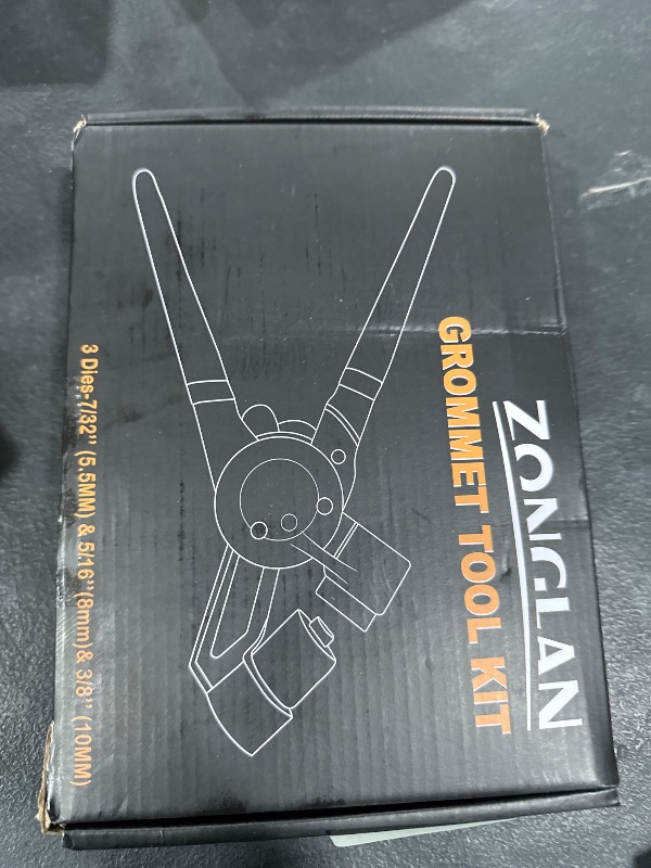 Photo 1 of ZONGLAN Grommet Tool Kit, Eyelet Tool Multi-Purpose Handheld Manual Hole Punch Rivet Press Plier Crimper 3 Interchangeable Dies with 900 Set 7/32" 5/16" 3/8" Metal Grommets Washers