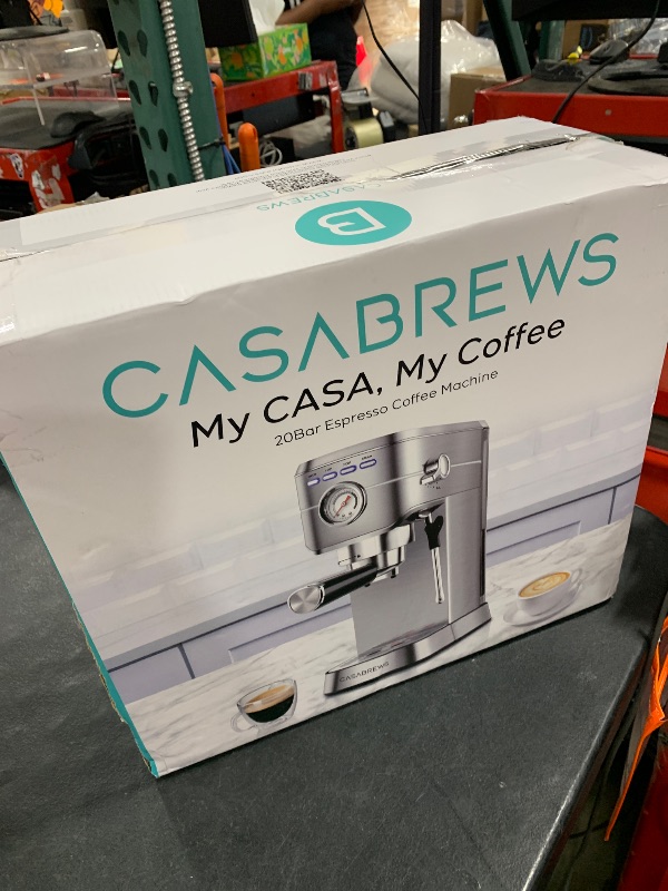 Photo 1 of CASABREWS CM5418 Espresso Machine 20 Bar, Compact Espresso Maker with Steam Milk Frother, Stainless Steel Coffee Machine with 34oz Removable Water Tank for Cappuccino, Latte, Silver