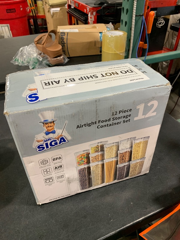 Photo 1 of MR.SIGA 12 Pack Airtight Food Storage Container Set, BPA Free Kitchen Pantry Organization, Kitchen Canisters for Cereal, Spaghetti, includes 16 Reusable Sticker Labels