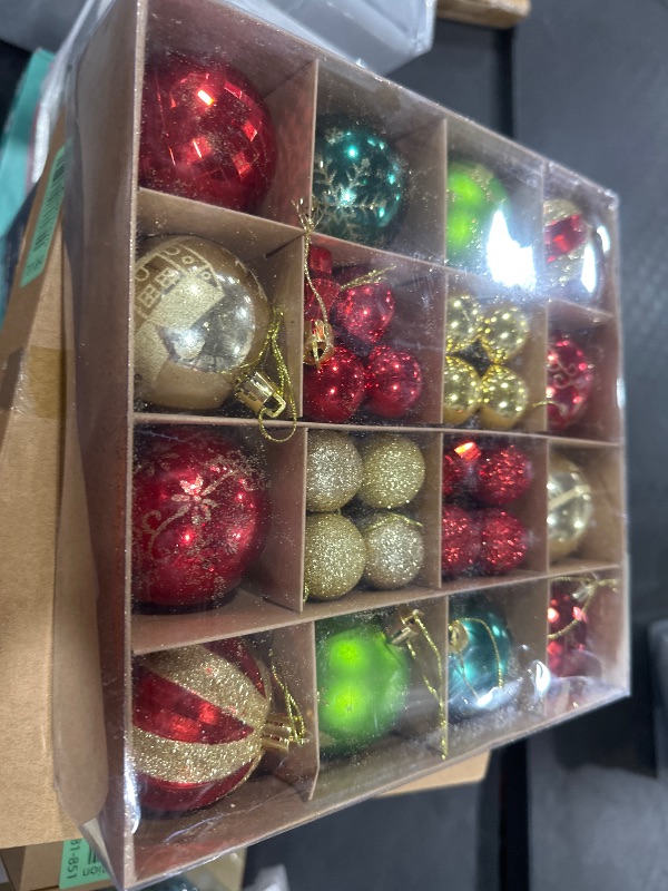 Photo 1 of Beautyhalo Christmas Balls Ornaments for Xmas Tree, Shatterproof 44 PCS Set Plastic Decorations Party, Multi-Size, Red, Green, Gold