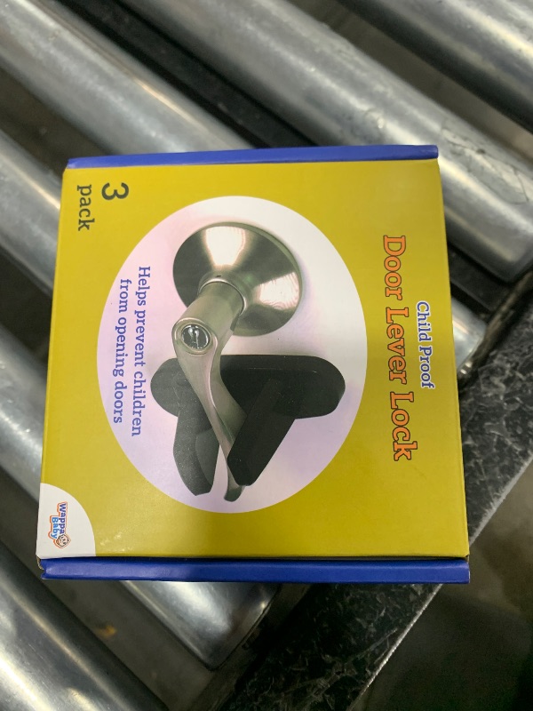 Photo 1 of Door Lever Lock (3 Pack) Prevents Toddlers from Opening Doors. 3.25" L * 1.5" W * 4.5" H Easy One Hand Operation for Adults. Durable ABS with 3M Adhesive Backing. Simple Install (Black)