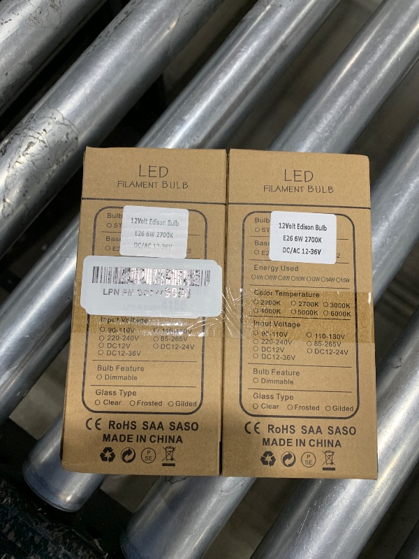 Photo 1 of 12V Edison Bulb 60 watt Equivalent E26 Medium Base 12V LED Light Bulb, AC/DC 12V-36V 6W Warm White 2700K Vintage Low Voltage Bulb for RV, 2 Pack
