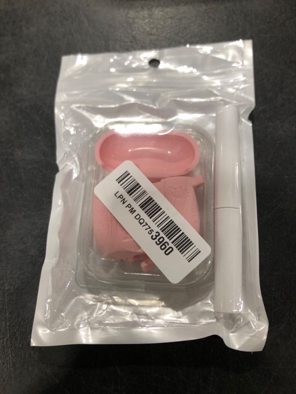 Photo 1 of Lerobo for Airpods 4 Case Cover with Cleaner Kit, Cute Flower Engraved Silicone Protective Case Cover with Keychain Compatible with Apple Airpods 4 Case 2024 for Women and Girls, Pink