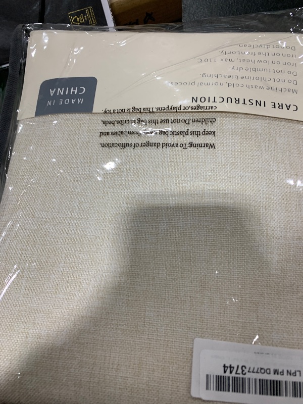 Photo 1 of 100% Blackout Shield Linen Blackout Curtains for Bedroom 84 Inches Long, Back Tab/Rod Pocket Living Room Drapes, Thermal Insulated Blackout Curtains 2 Panels Set, 50" W x 84" L, Cream