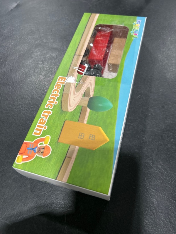 Photo 1 of Battery Operated Cargo Train for Wooden Train Track Set Toys for Toddlers 3 4 5 Year Old Boys Kids Magnetic Couplings Construction site Fram Harbor Vehicle (Without Battery)