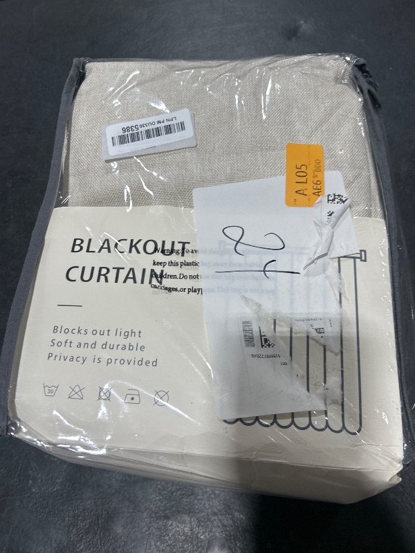 Photo 1 of 100% Blackout Shield Linen Blackout Curtains for Bedroom 108 Inches Long, Back Tab/Rod Pocket Living Room Drapes, Thermal Insulated Blackout Curtains 2 Panels Set, 50" W x 108" L,Cream