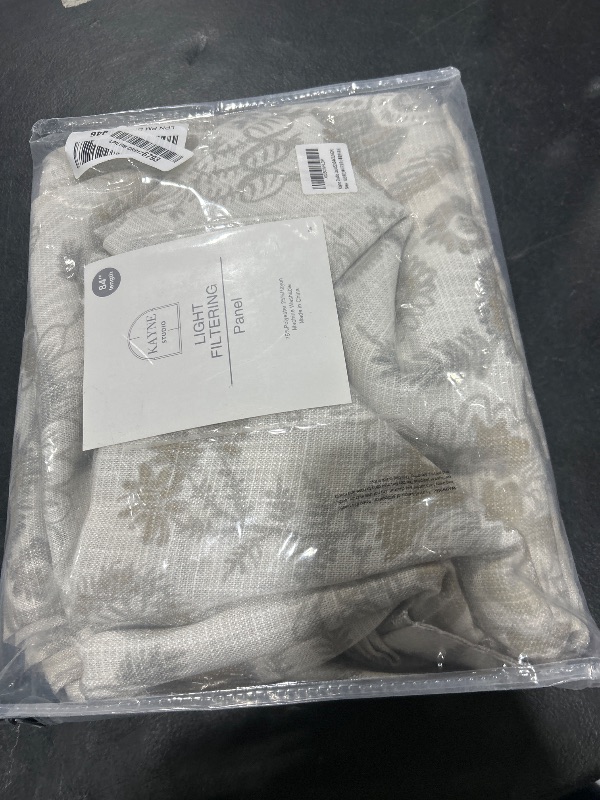 Photo 1 of Kayne Studio Backtab Rod Pocket Jacobean Floral Semi Sheer Curtains Botanical Leaf Printed Vintage Farmhouse Curtains for Living Room Linen Grey Light Filtering Window Treatment Sets,52"x84",2 Panels