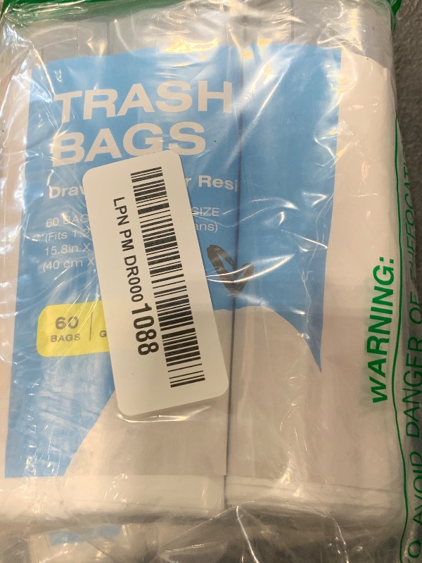 Photo 1 of 120 Counts 1.6 Gallon Mini Drawstring Trash Bags, Small Garbage Bags by KSSKSS, Code a fit 4.5-8 Liter, 1.2-2 Gal, White Trash Bin Liners for Home Office Kitchen Bathroom Bedroom