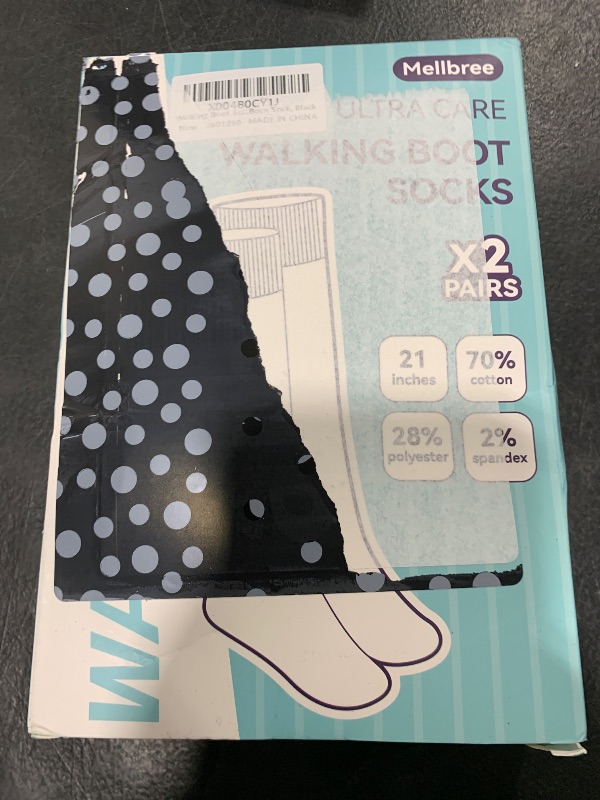 Photo 1 of ?Walking Boot Socks, 2Pairs Replacement Socks Liner for Orthopedic Walker Brace Compatible with Air Cam Walkers and Fracture Boot for Men and Women Cast Surgical leg Cover, Black