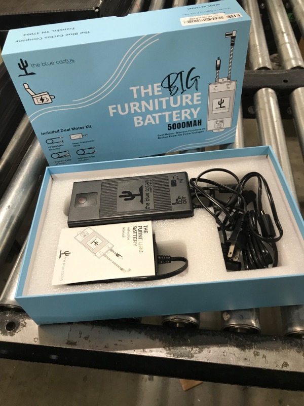Photo 1 of The Blue Cactus Big Battery Pack for Reclining Furniture with LED Screen and Low Charge Alerts – Wireless 5000mAh Couch Battery Pack Rechargeable for Power Recliner Power Supply