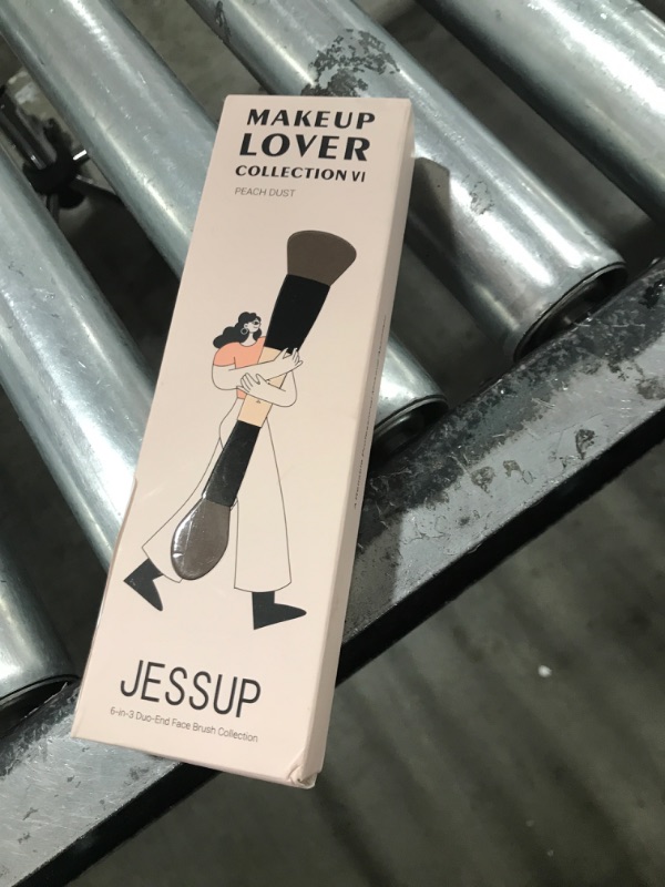 Photo 1 of Jessup Face Makeup Brushes 3pcs Double Ended Makeup Brush Set for Foundation Contour Blush Highlight and Powder, Premium Synthetic Make up Brushes Peach Dust T508
