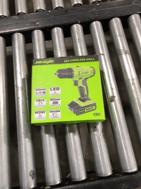Photo 1 of Meagle Power Drill Cordless, 20V Electric Drill Cordless with Battery and Charger, 2 Variable Speed Battery Hand Drills Driver 18+1 Torque Setting, 3/8" Chuck with Drill Bits and Tool Bag