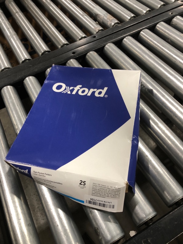 Photo 1 of Oxford Twin-Pocket Folders, Textured Paper, Letter Size, Dark Blue, Holds 100 Sheets, Box of 25 (57538EE)