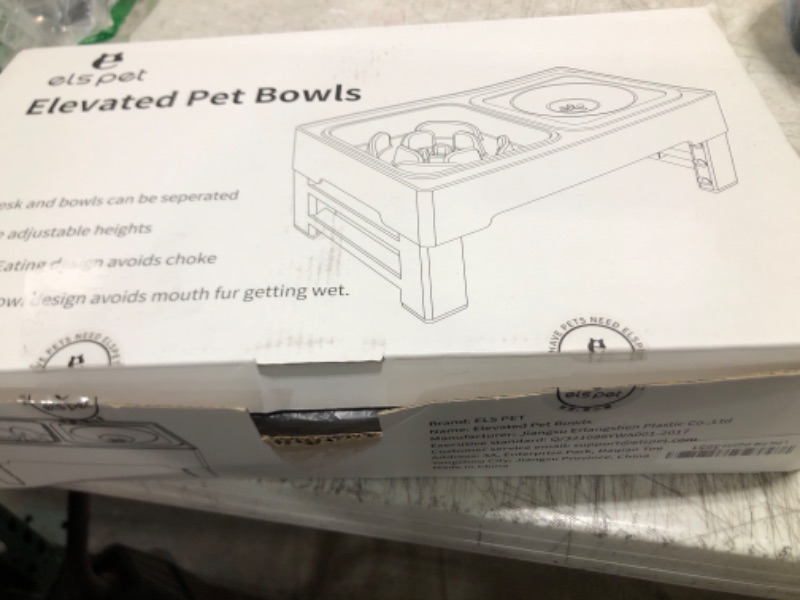 Photo 1 of ELS PET Elevated Dog Bowls, Adjustable Raised Dog Bowls with No Spill Dog Water Bowl and Stainless Steel/Slow Feeder, Stand for Small Medium Large Dogs,Cats & Pets (Plastic)