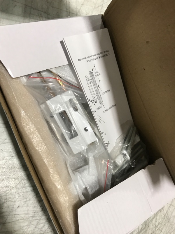Photo 1 of ALLYWASAI Patio Sliding Patio Door Handle Set with Mortise Lock, Key Cylinder and Keeper, Wood Handle Lock Set Fits Door Thickness from 1-1/2" to 1-3/4", 3-15/16" Screw Hole Spacing, Keyed, White
