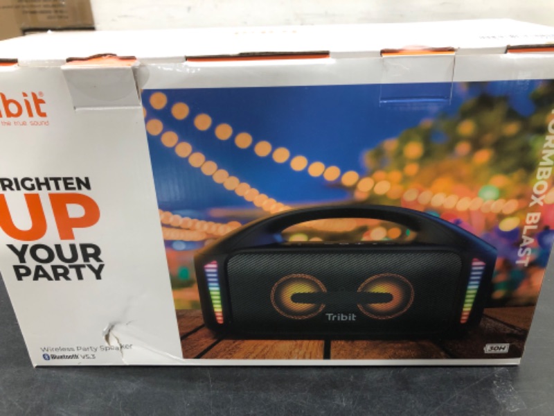 Photo 1 of Tribit StormBox Blast Portable Speaker: 90W Loud Stereo Sound with XBass, IPX7 Waterproof Bluetooth Speaker with LED Light, Bluetooth 5.3&TWS, Custom EQ, 30H Playtime for Outdoor