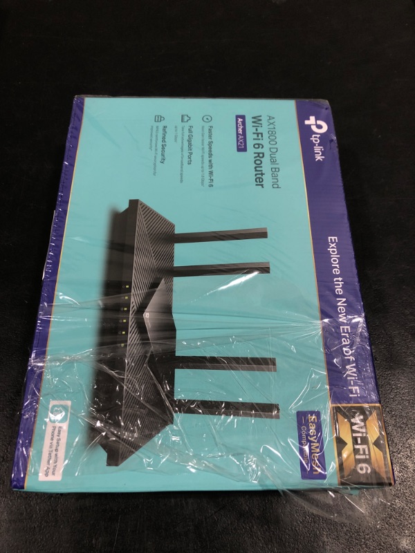 Photo 1 of TP-Link AX1800 WiFi 6 Router V4 (Archer AX21) – Dual Band Wireless Internet, Gigabit, Easy Mesh, Works with Alexa - A Certified for Humans Device