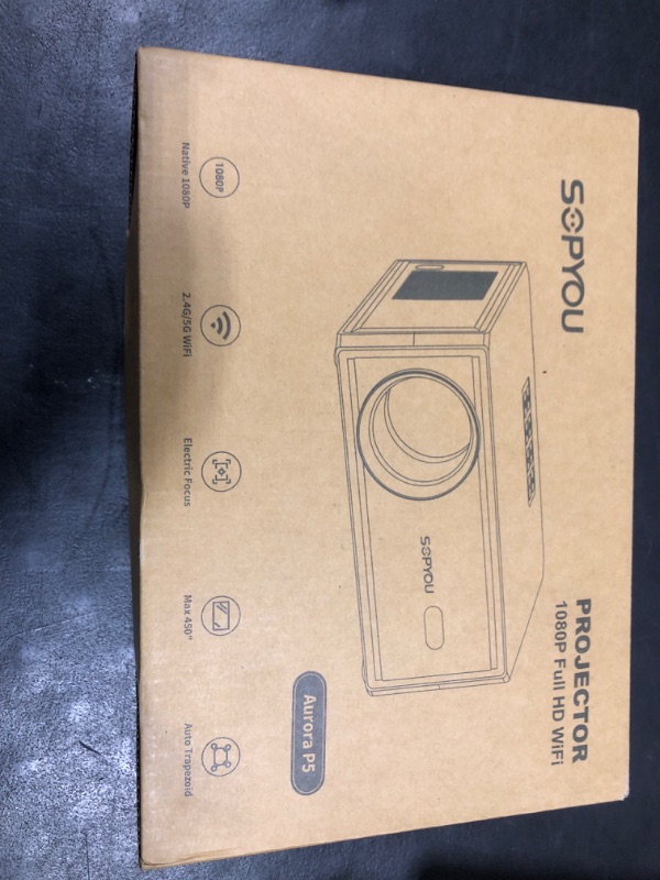 Photo 1 of [Electric Focus/Auto Keystone] Projector with WiFi and Bluetooth, 650 ANSI Native 1080P 4K Support Outdoor Movie Projectors Max 450" Display, SOPYOU Home Theater Projector for iOS/Android/TV Stick