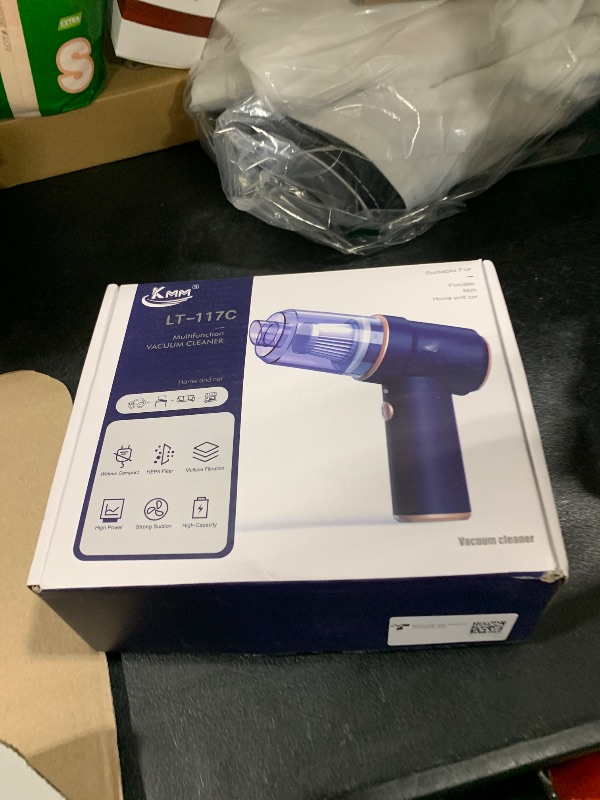 Photo 1 of KMM Handheld Car Vacuum Cleaner, 9000Pa Vacuum Cleaner and Air Duster, 120W High Power Hand Held Vacuum with LED Light and Multi-Nozzles for Car, Home, Office, Pet