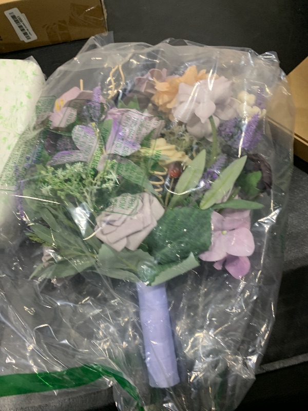 Photo 1 of Ling's Moment Purple Lavender Wedding Bouquets for Bride, Lilac Bridal Bouquets for Bride,15 Inch Free Form Artificial Wedding Flower Bouquet