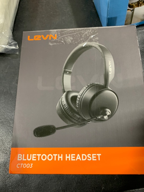 Photo 1 of LEVN Bluetooth Headset, Bluetooth Headphones with Microphone (AI Noise Cancelling), 60 Hrs Working Time Dual Connection Wireless Headset with Mic & Mute Button for Work/Phone/Call Center/PC/Laptop