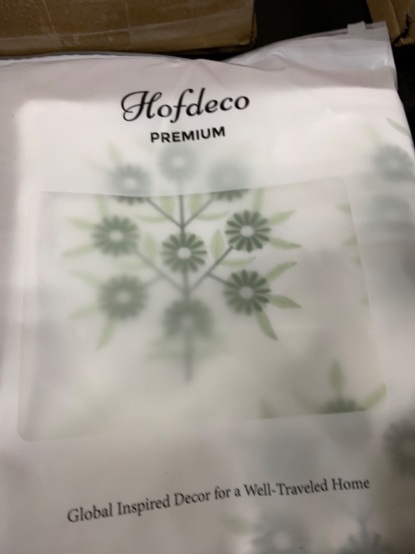 Photo 1 of Hofdeco Premium Coastal Patio Indoor Outdoor Throw Pillow Cover Only, 20"x20" Water Repellent for Backyard, Couch, Green Embroidered Floral with Fringe
