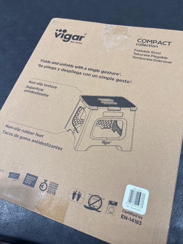 Photo 1 of Vigar Compact Step Stool Foldable, 12-1/2-inch Step Stools for Adults up to 330 Pound, Lightweight Stool, Non-Slip Folding Step Stool, Gray