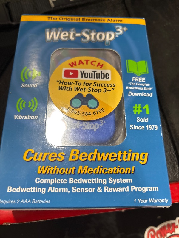 Photo 1 of Wet-Stop 3 Blue Bedwetting Enuresis Alarm with Loud Sound and Strong Vibration for Boys or Girls, Proven Solution for Bedwetters