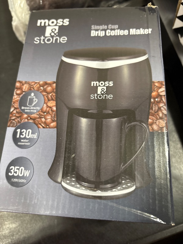 Photo 1 of Moss & Stone Mini Drip Coffee Maker with Mug, Small Coffee Pot With Coffee Cup, Mini Coffee Maker, One Cup Coffee Maker (1 Drip & 4oz Mug)