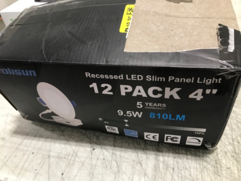 Photo 1 of VOLISUN 12 Pack 4 inch Recessed Lighting, 5CCT LED Recessed Light with Junction Box, 2700K-5000K Selectable, 9.5W Eqv 80W, 810LM Dimmable Canless Wafer Downlight, LED Ceiling Light ETL Certificated
